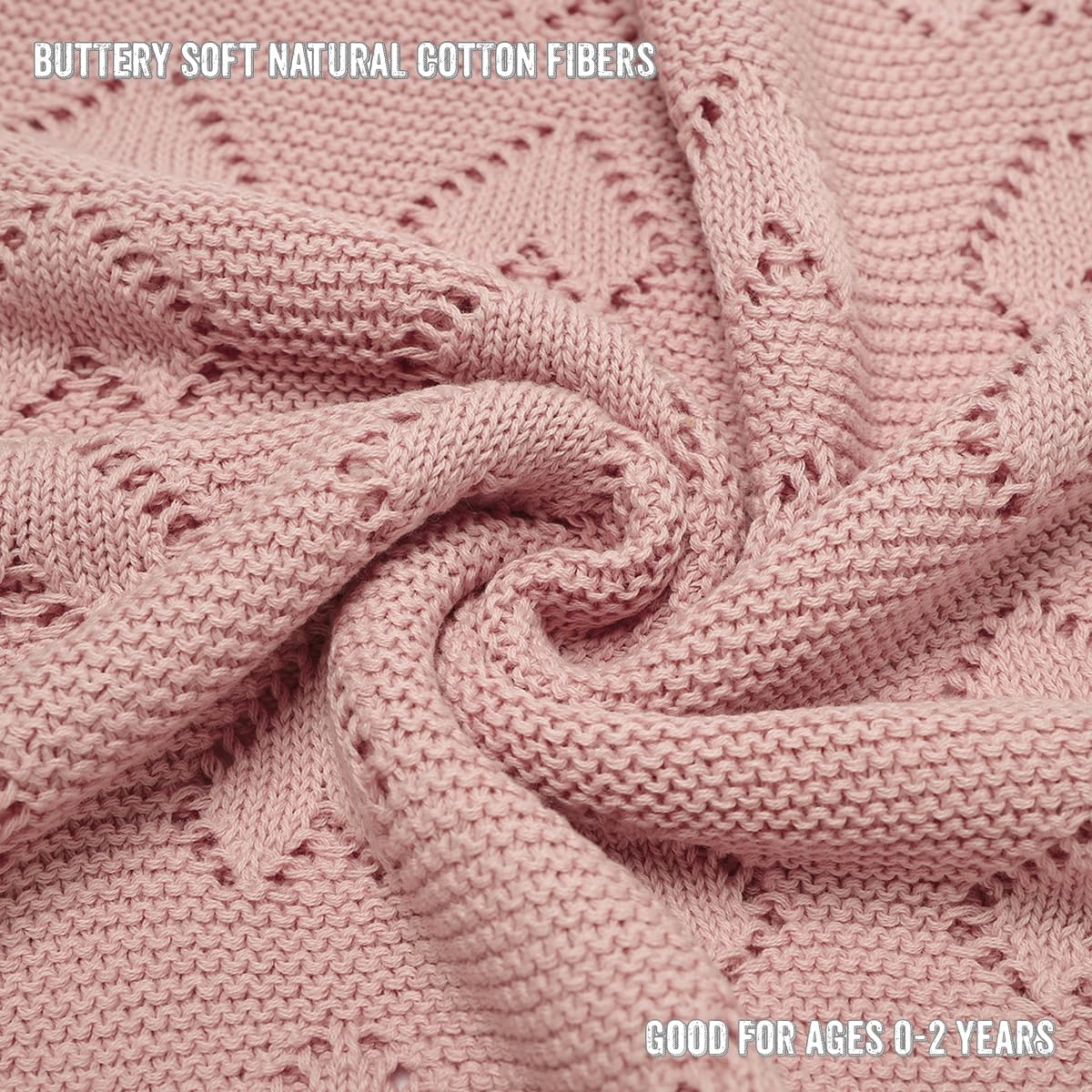 100% Cotton Luxury Knit Heart Swaddle Baby Blanket - Bright House