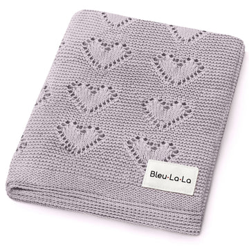 100% Cotton Luxury Knit Heart Swaddle Baby Blanket - Bright House