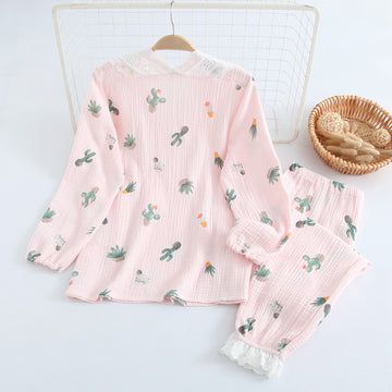 Crepe Cactus Kimono Nursing Set, Soft Cotton Comfort for Motherhood Moments