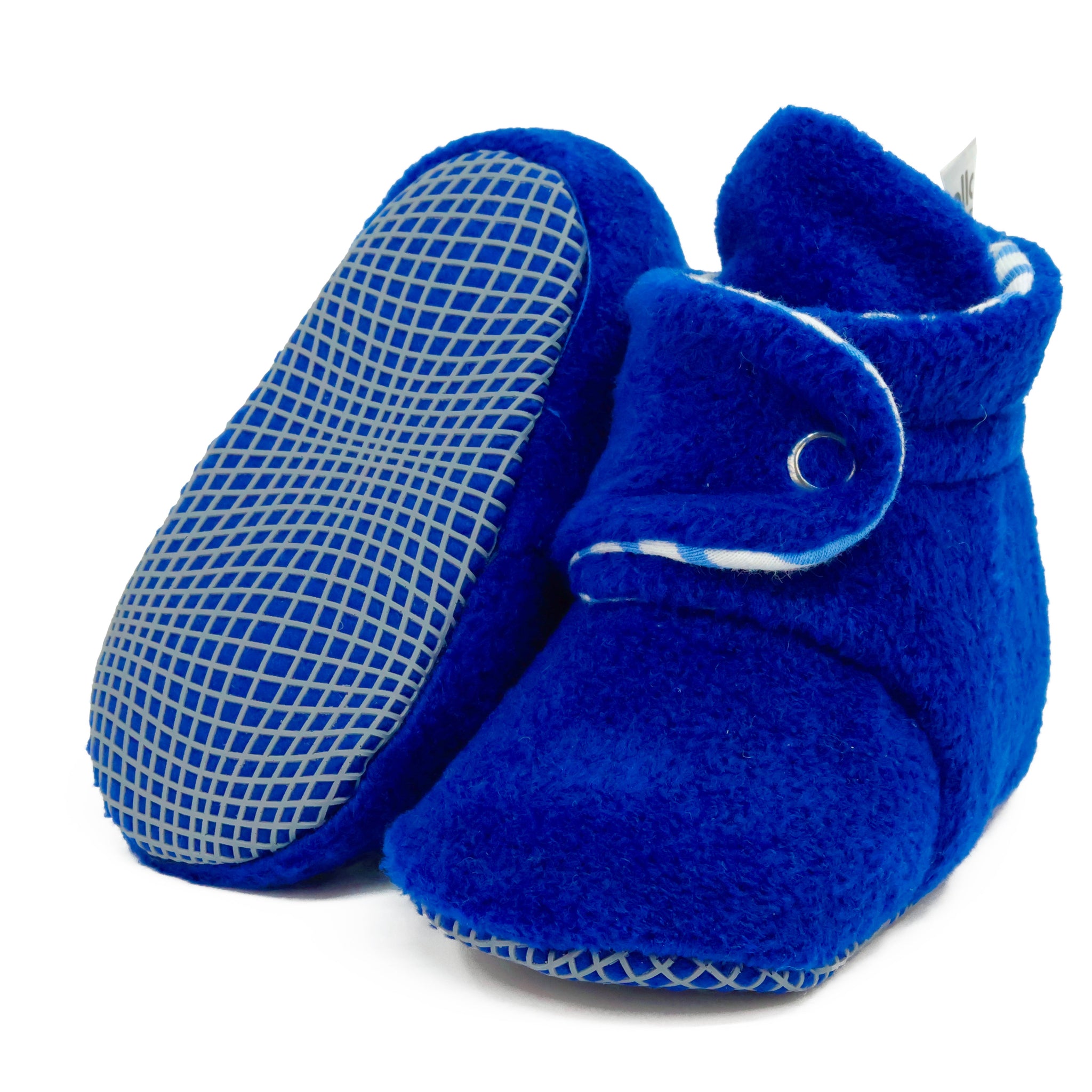 Anti-Slip Sole, Fleece Baby Booties, Newborn Home Booties, Sweat Proof Organic Cotton Lining, Navy Blue