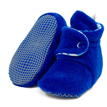 Anti-Slip Sole, Fleece Baby Booties, Newborn Home Booties, Sweat Proof Organic Cotton Lining, Navy Blue