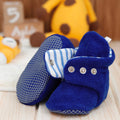 Anti - Slip Sole, Fleece Baby Booties, Newborn Home Booties, Sweat Proof Organic Cotton Lining, Navy Blue - Bright House