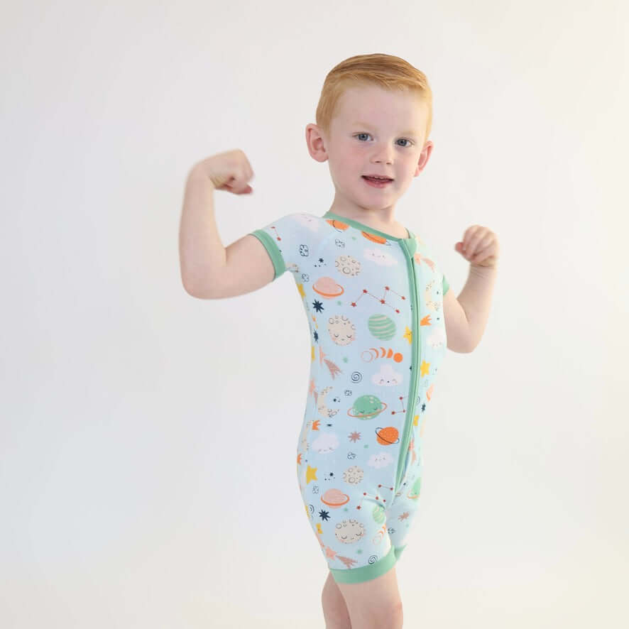 Bamboo Short Zipp Romper - Cosmic - Bright House