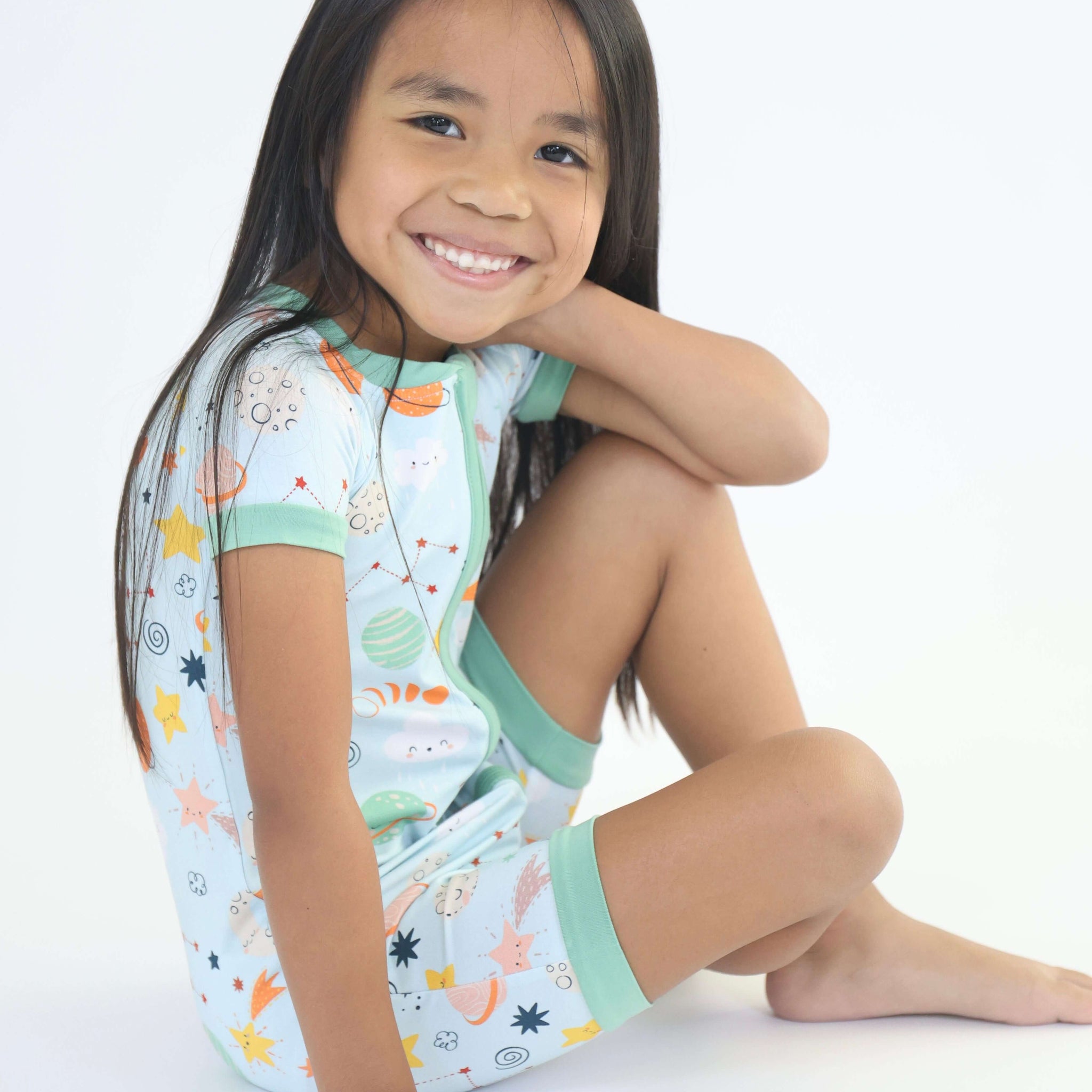 Bamboo Short Zipp Romper - Cosmic