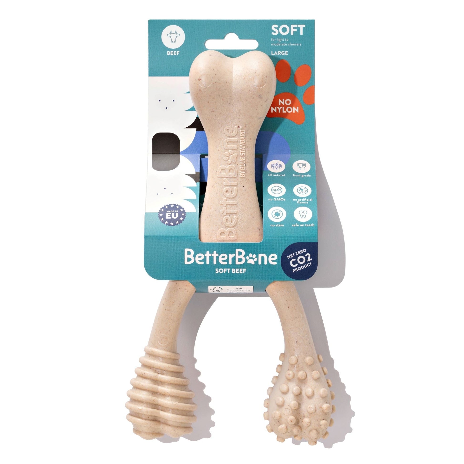 BetterBone SOFT Durability CHEW TOY: Natural Ingredients, Perfet for Teething Puppies, Senior Dogs & Gentle Chewers - Bright House