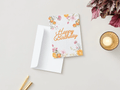 Blossom Happy Birthday Card – Pink & Orange Floral Design - Little Nest Community