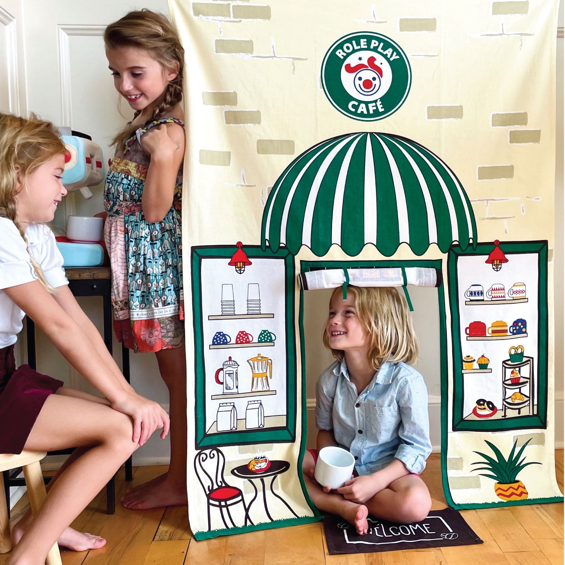 Café Doorway Storefront with Coffee making machine - Bright House