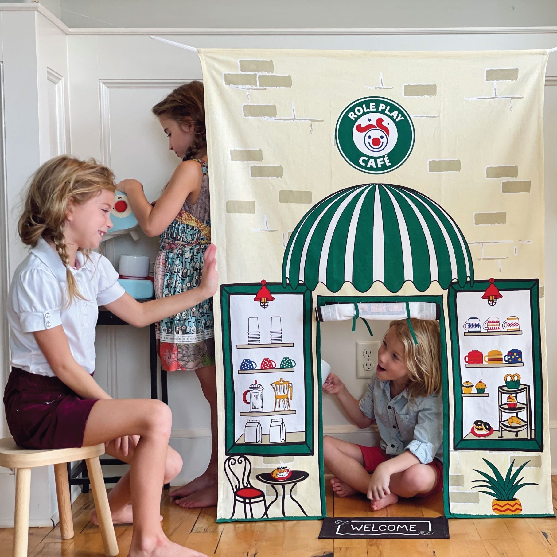 Café Doorway Storefront with Coffee making machine - Bright House