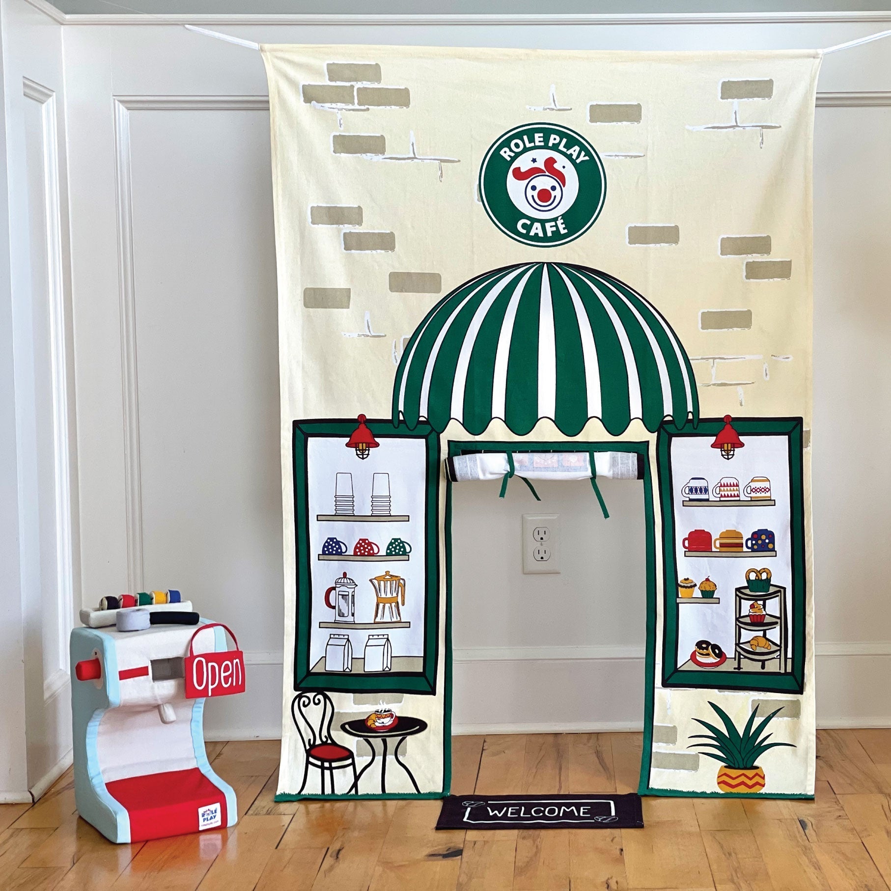 Café Doorway Storefront with Coffee making machine - Bright House