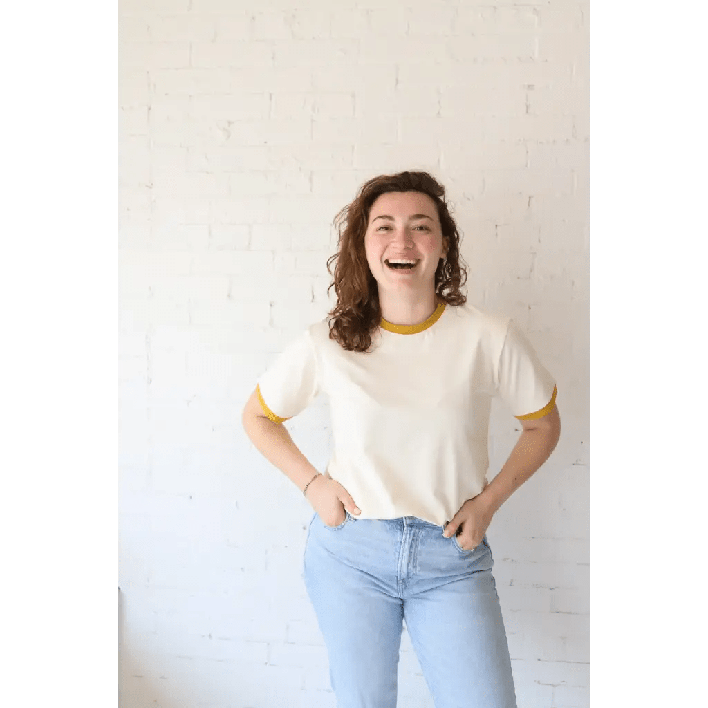 Classic Women's Ringer Tee in Mustard - Bright House