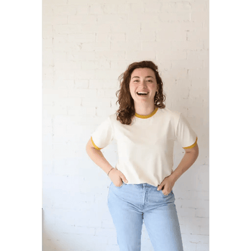 Classic Women's Ringer Tee in Mustard - Bright House