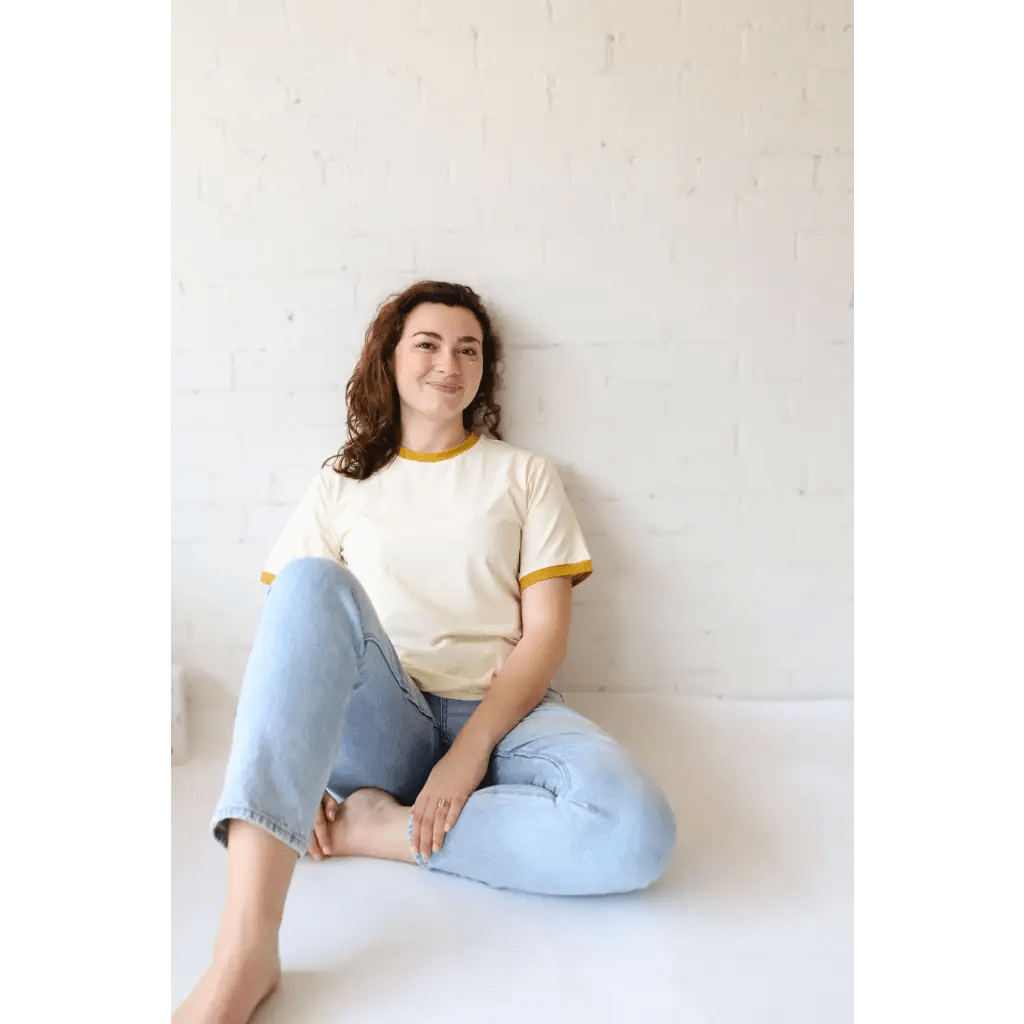 Classic Women's Ringer Tee in Mustard - Bright House