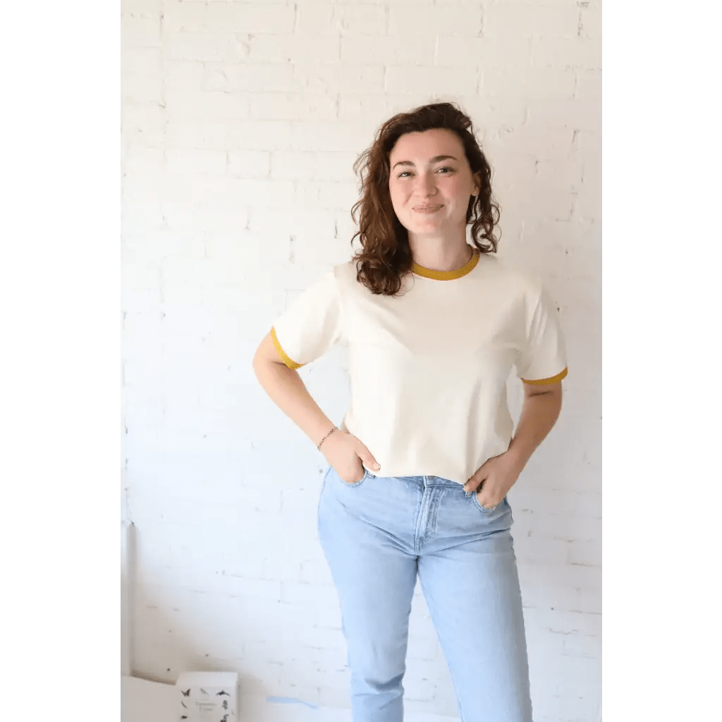 Classic Women's Ringer Tee in Mustard - Bright House