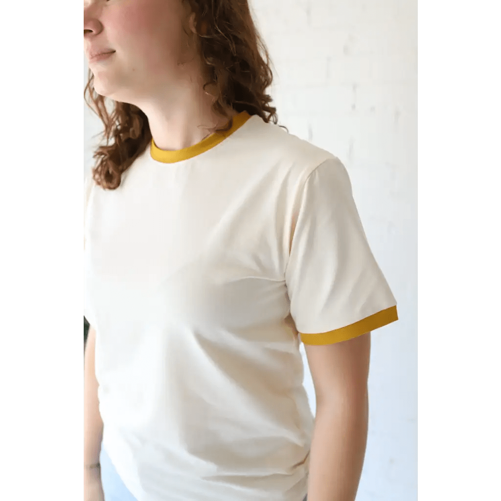 Classic Women's Ringer Tee in Mustard - Bright House