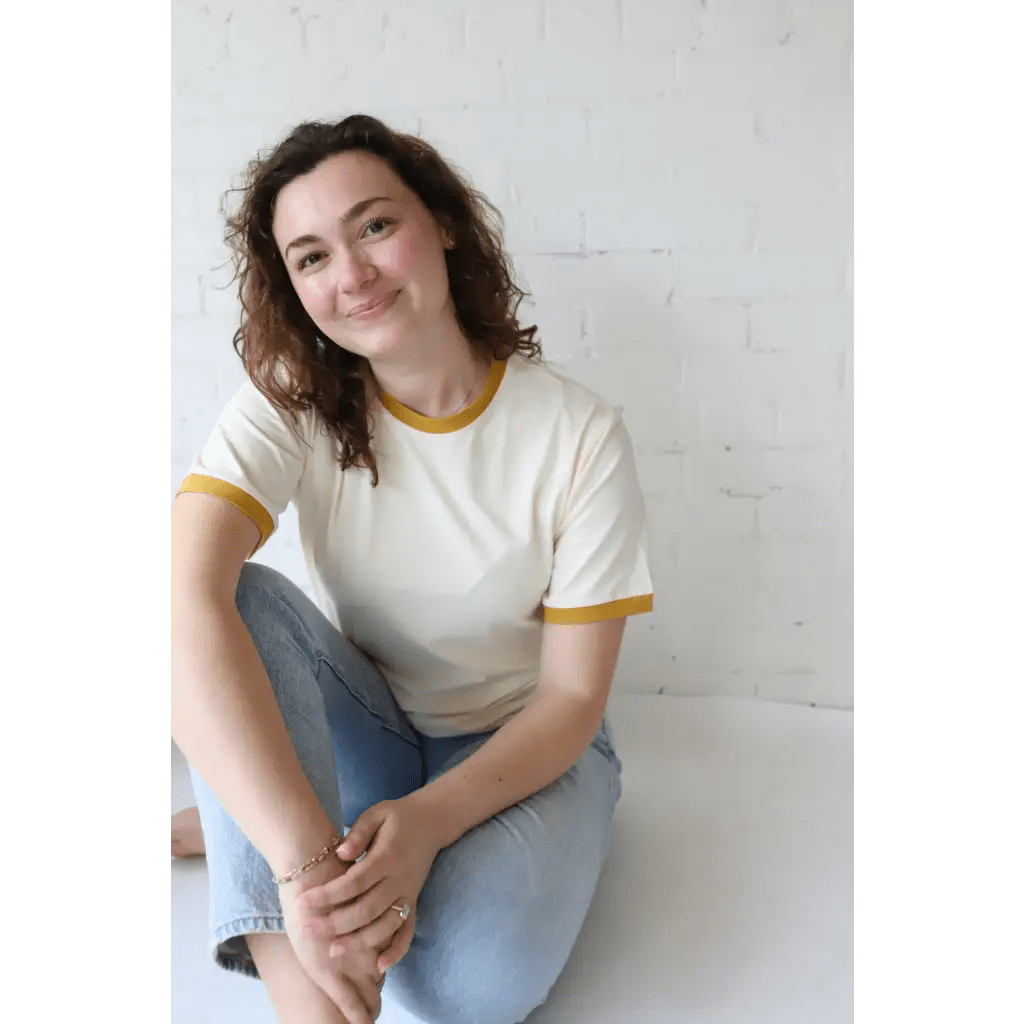 Classic Women's Ringer Tee in Mustard - Bright House