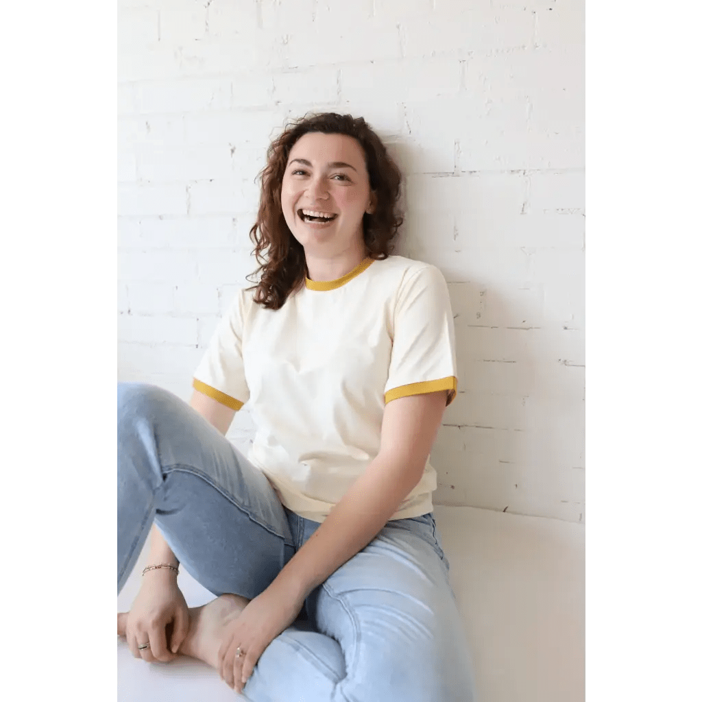 Classic Women's Ringer Tee in Mustard - Bright House