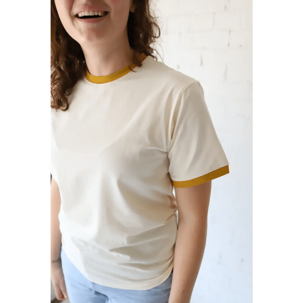 Classic Women's Ringer Tee in Mustard - Bright House