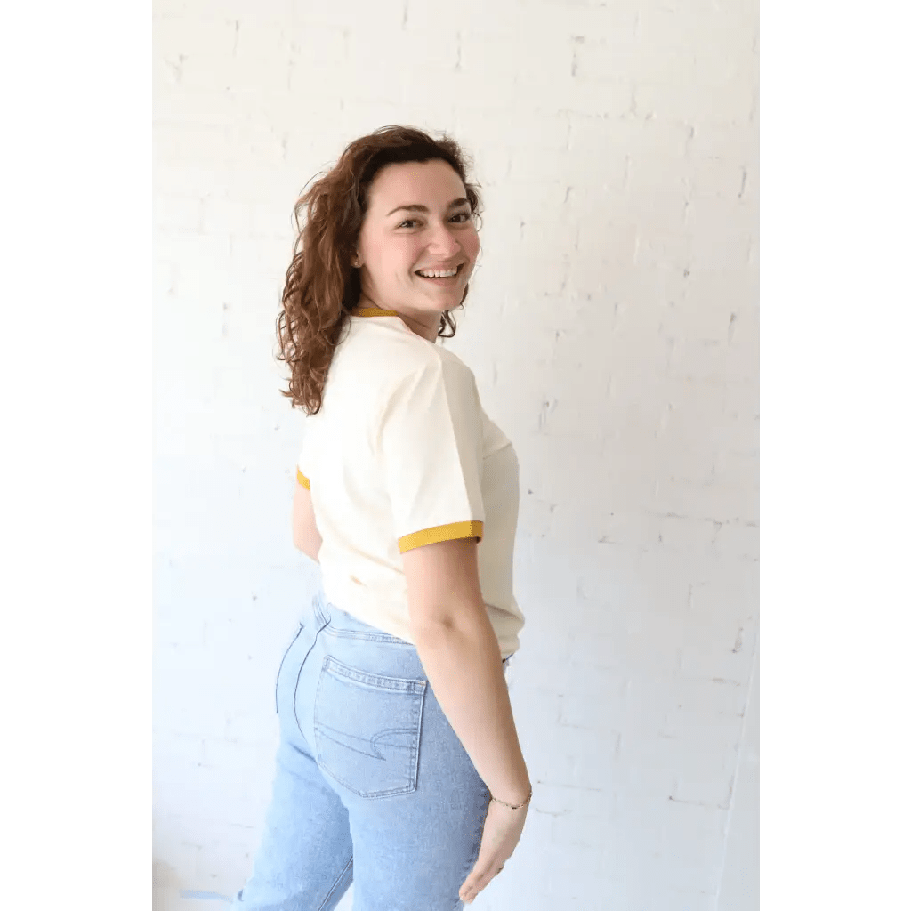 Classic Women's Ringer Tee in Mustard - Bright House