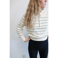 Ellen Henley Sweater in Cream with Green Stripes - Bright House
