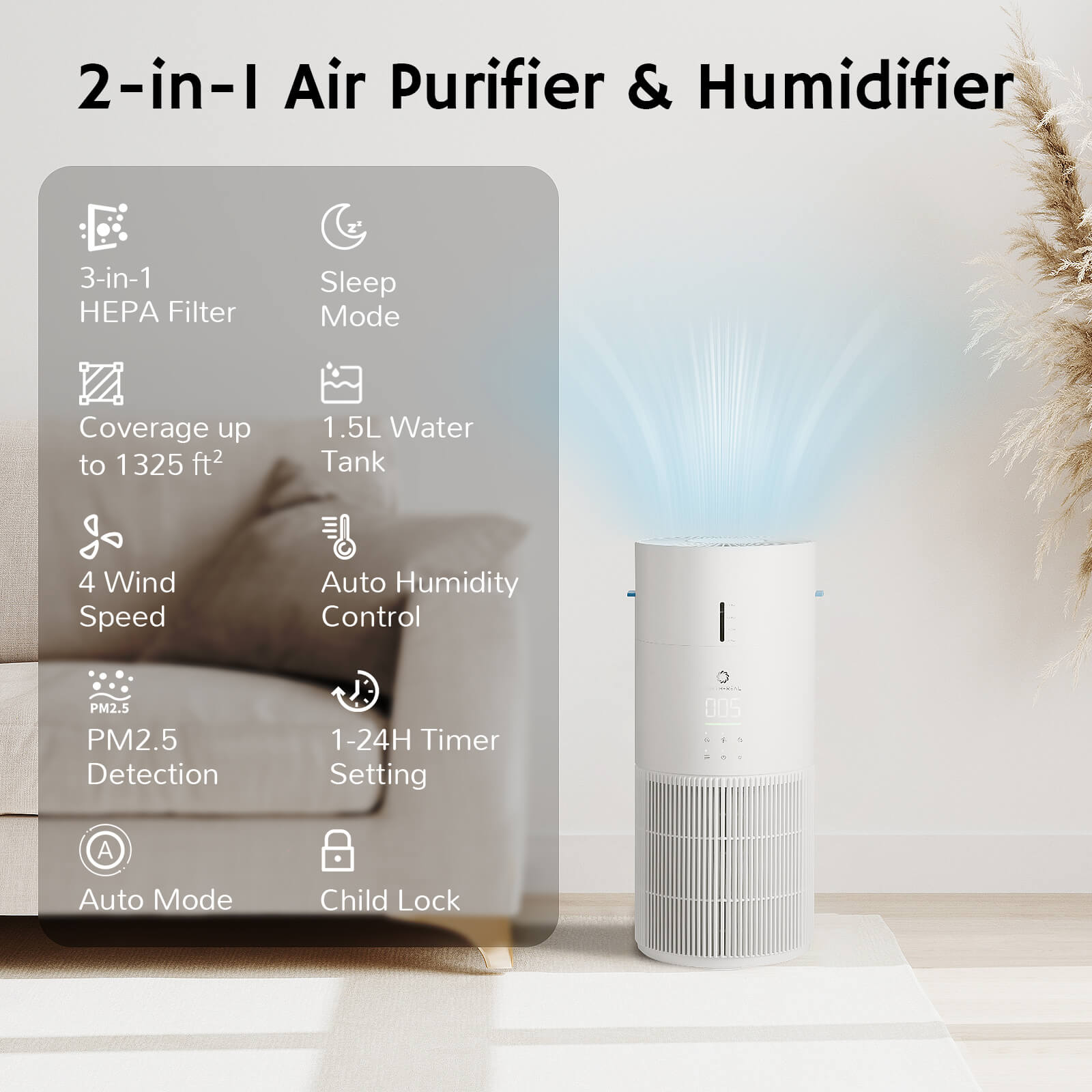 Ethereal Rain AEH300 Air Purifier & Humidifier Combo - Bright House
