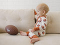 Football Print Bamboo Zippy Romper - Bright House