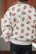 Football Print Cotton Crewneck Sweatshirt - Bright House