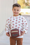 Football Print Cotton Crewneck Sweatshirt - Bright House