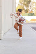 Football Print Cotton Crewneck Sweatshirt - Bright House