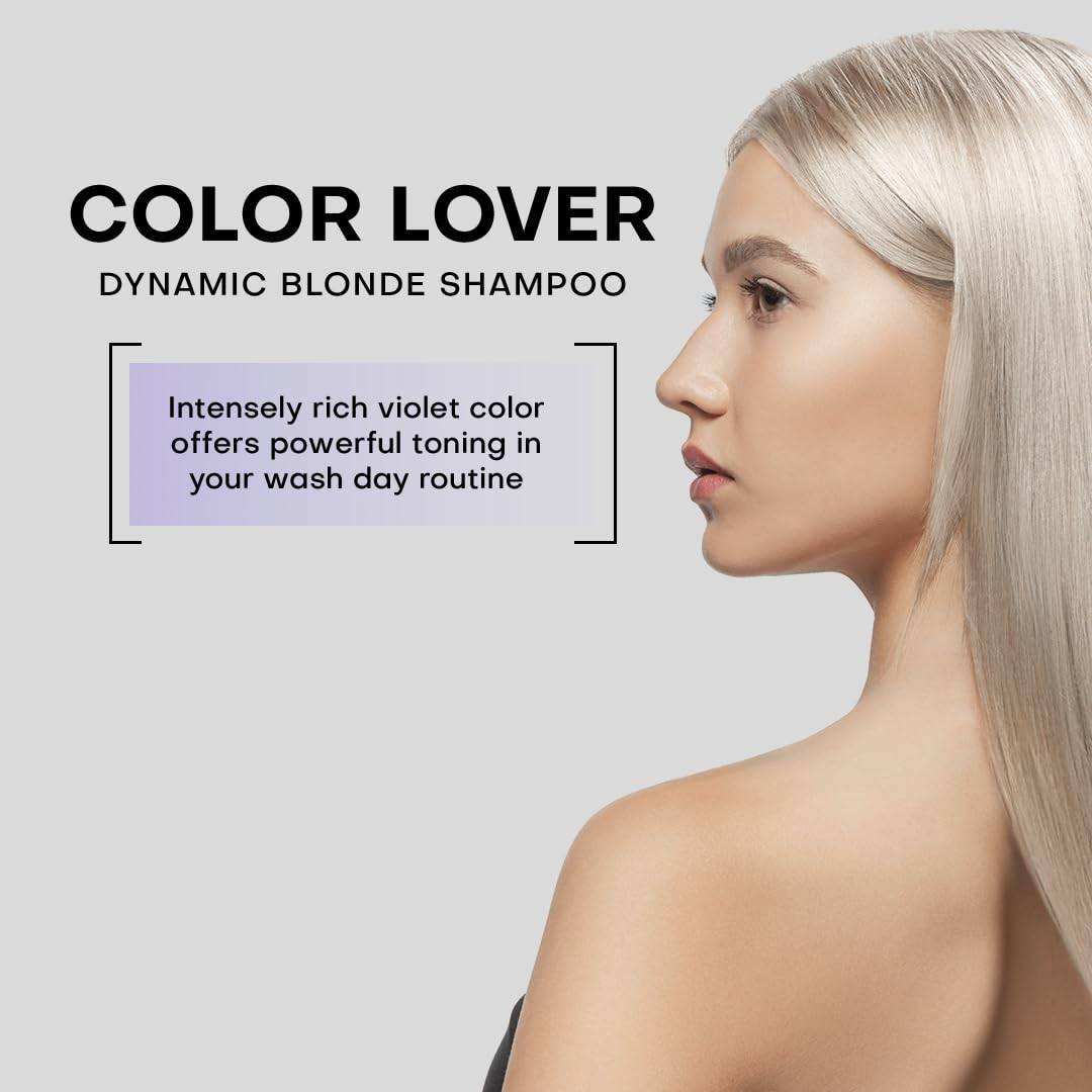 FRAMESI Color Lover Dynamic Blonde Purple Shampoo, Sulfate Free Shampoo, Color Treated Hai 16.9 Ozr - Bright House