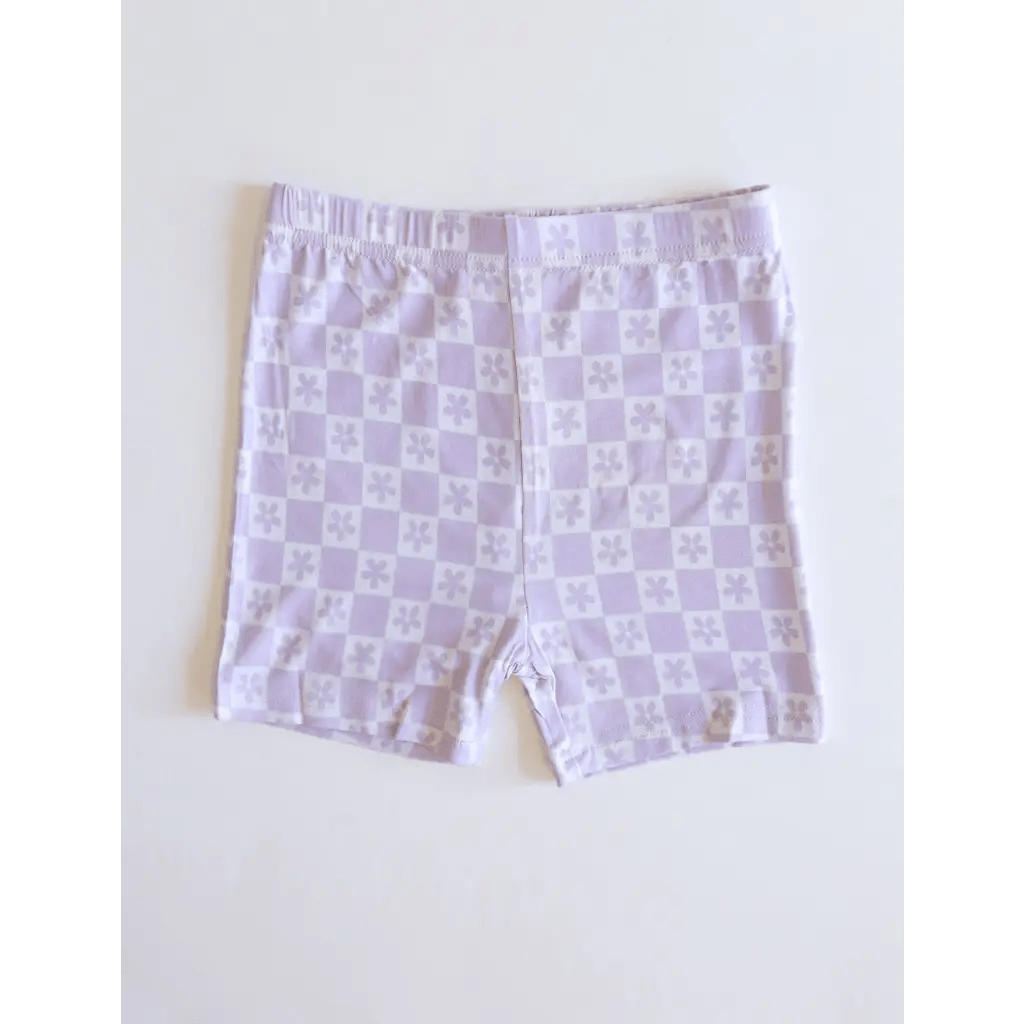 Lavender Checker Short Set in Soft Bamboo Blend - Bright House