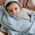 Luxe Collection 100% Organic Cotton Luxury Knit Baby Blanket + Hat Set with Gift Box - Bright House