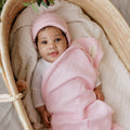 Luxe Collection 100% Organic Cotton Luxury Knit Baby Blanket + Hat Set with Gift Box - Bright House