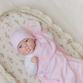 Luxe Collection 100% Organic Cotton Luxury Knit Baby Blanket + Hat Set with Gift Box - Bright House