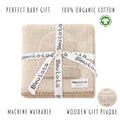 Luxe Collection 100% Organic Cotton Luxury Knit Baby Blanket + Hat Set with Gift Box - Bright House
