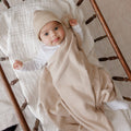 Luxe Collection 100% Organic Cotton Luxury Knit Baby Blanket + Hat Set with Gift Box - Bright House