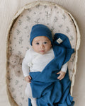 Luxe Collection 100% Organic Cotton Luxury Knit Baby Blanket + Hat Set with Gift Box - Bright House