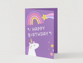 Magical Unicorn Happy Birthday Card – Purple Fantasy Design - Little Nest Community