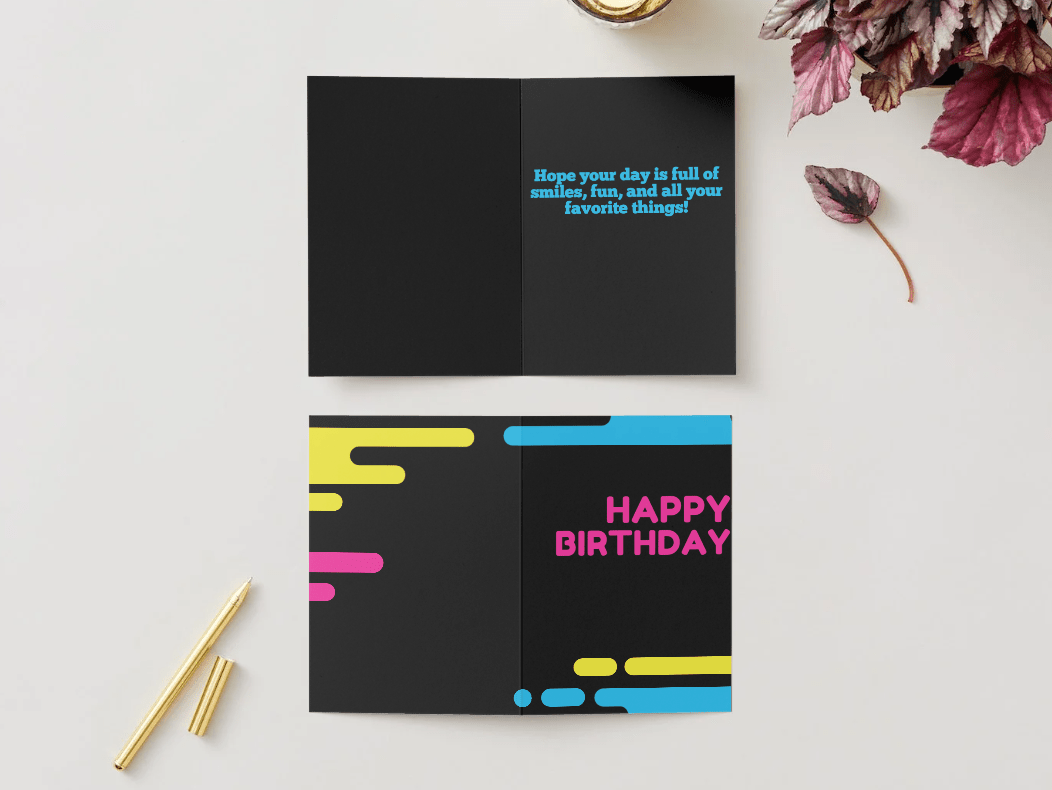 Neon Glow Happy Birthday Card - Little Nest Community