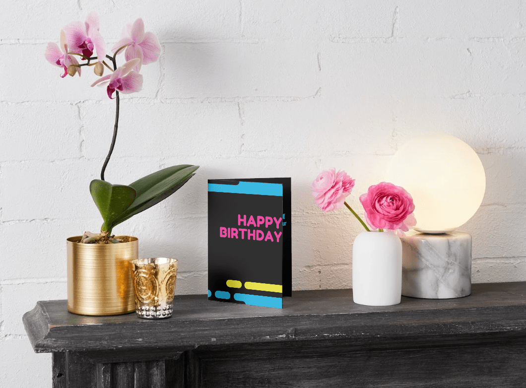 Neon Glow Happy Birthday Card - Little Nest Community