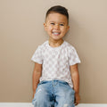 Neutral Checkered Bamboo Tee *Sizes 3/6m & sz 6 left - Bright House