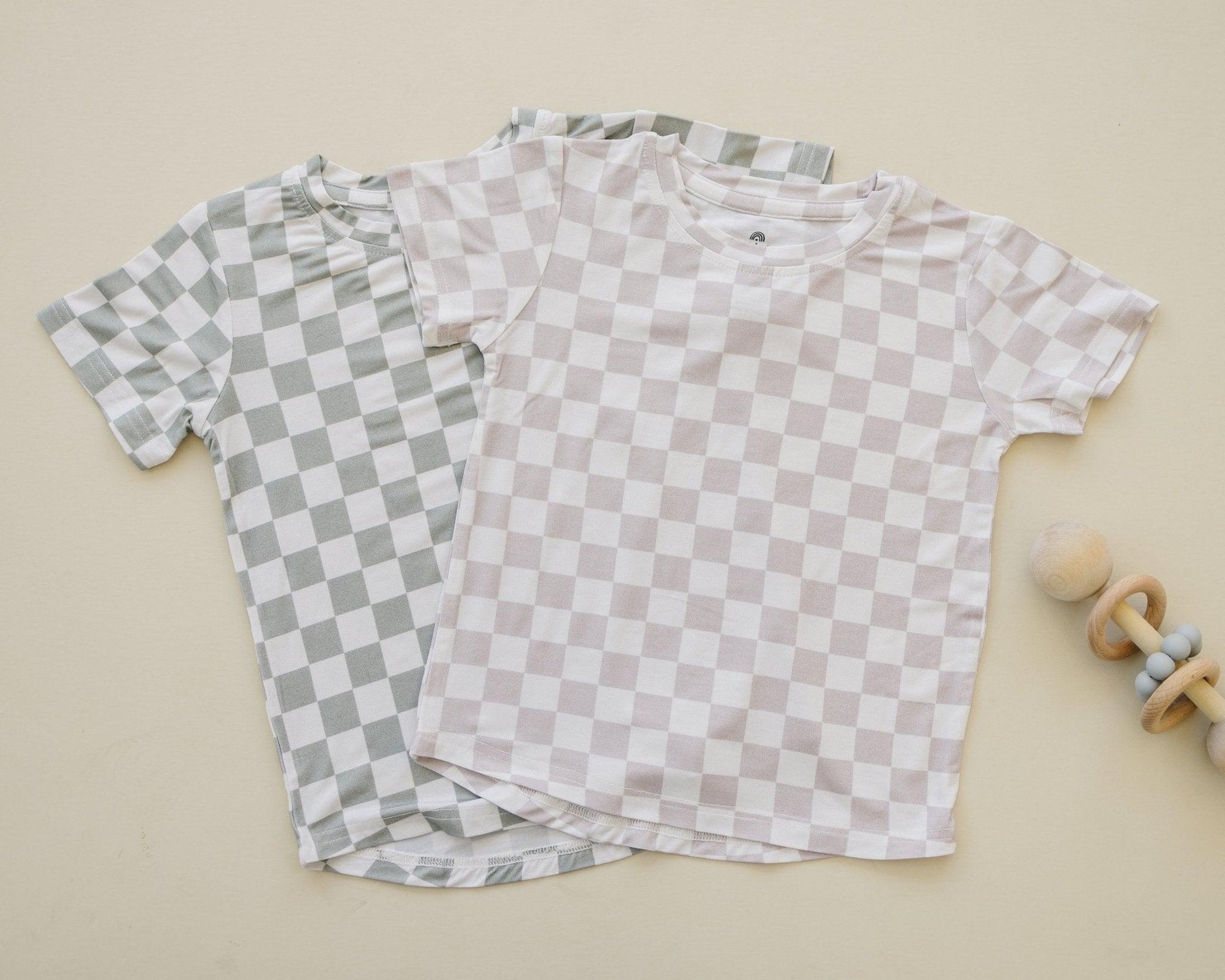 Neutral Checkered Bamboo Tee *Sizes 3/6m & sz 6 left - Bright House