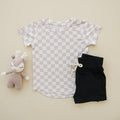 Neutral Checkered Bamboo Tee *Sizes 3/6m & sz 6 left - Bright House