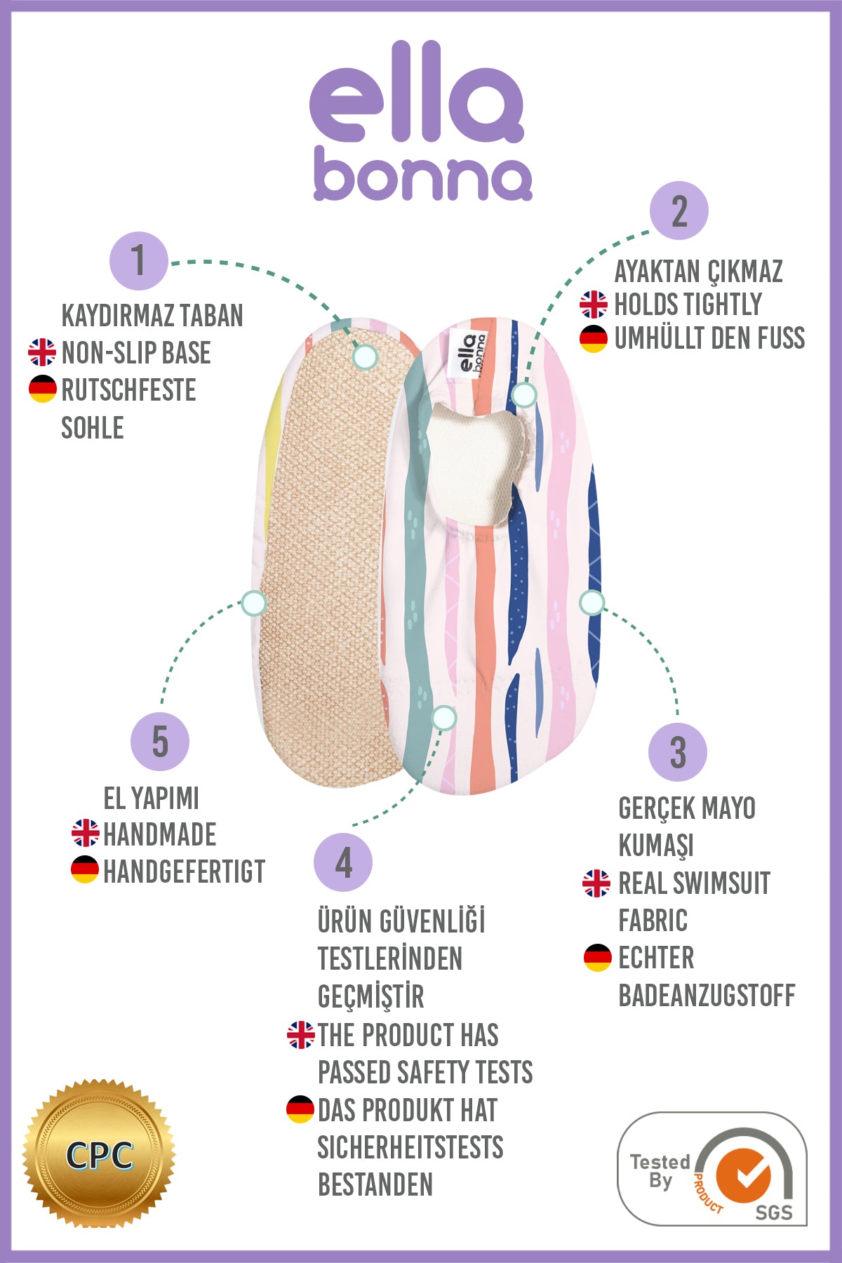 Non - Slip Sole, Unisex Baby, Children's Sea Shoes, Pool Booties, Lines - Bright House