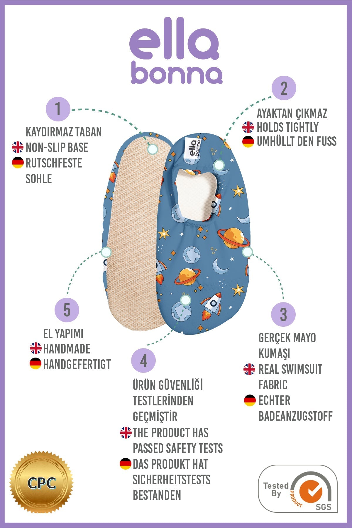 Non - Slip Sole, Unisex Baby, Children's Sea Shoes, Pool Booties, Space - Bright House