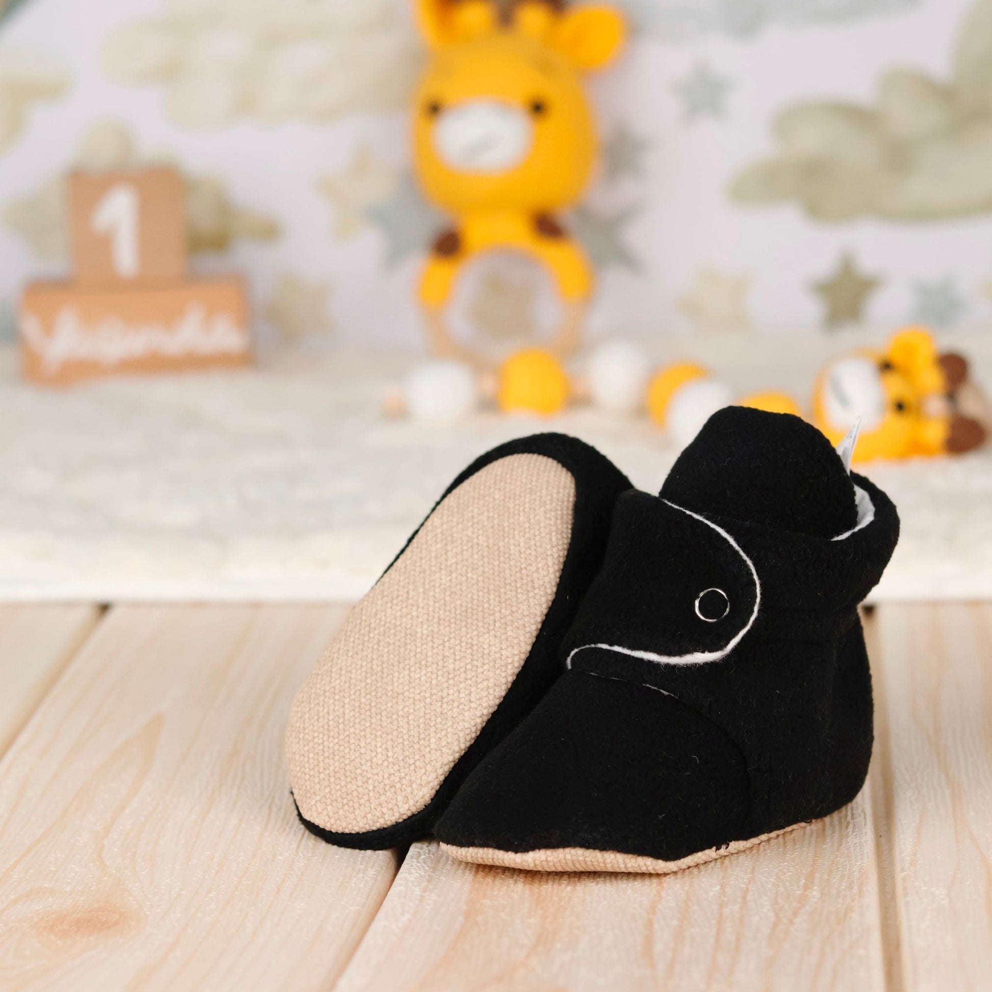 Organic Baby Booties, Newborn Booties Basic, Black - Bright House