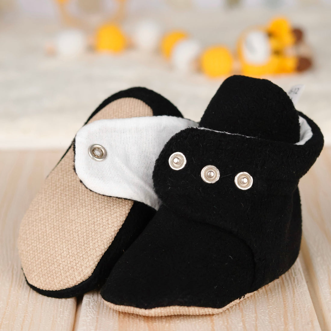 Organic Baby Booties, Newborn Booties Basic, Black - Bright House