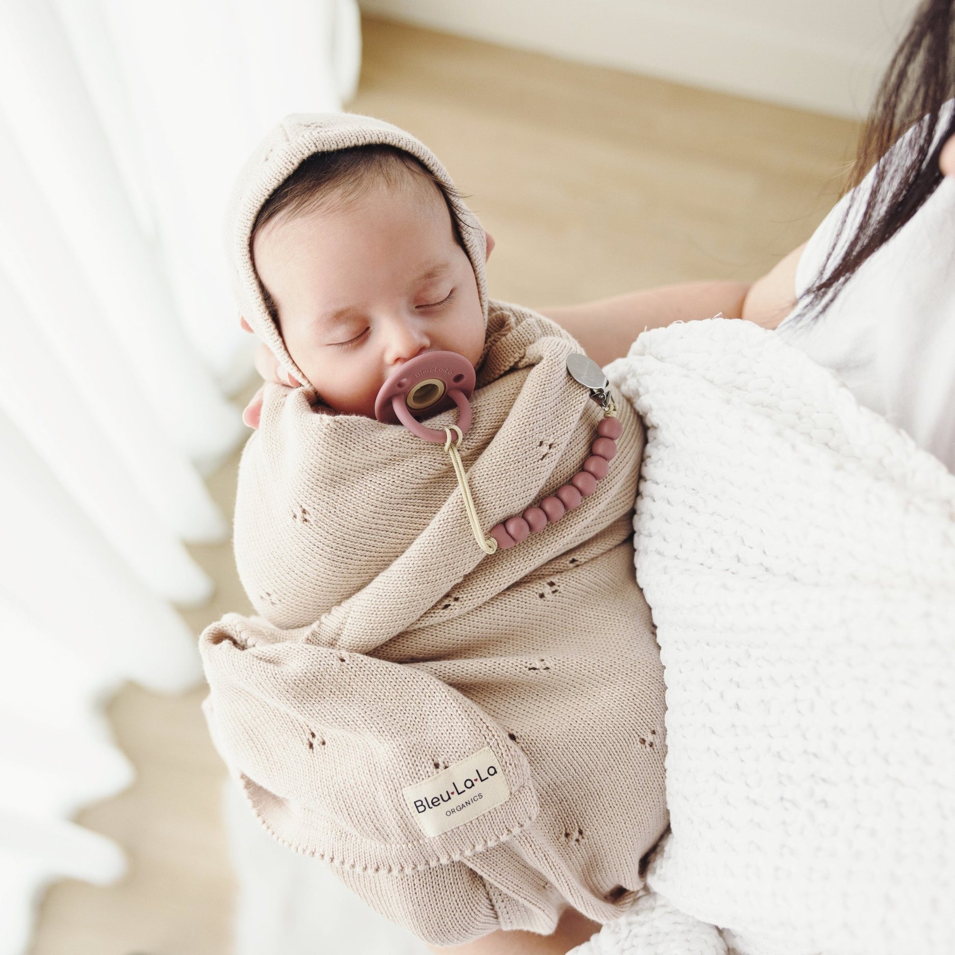 Organic Pointelle Swaddle Blanket + Hat Gift Set - Bright House