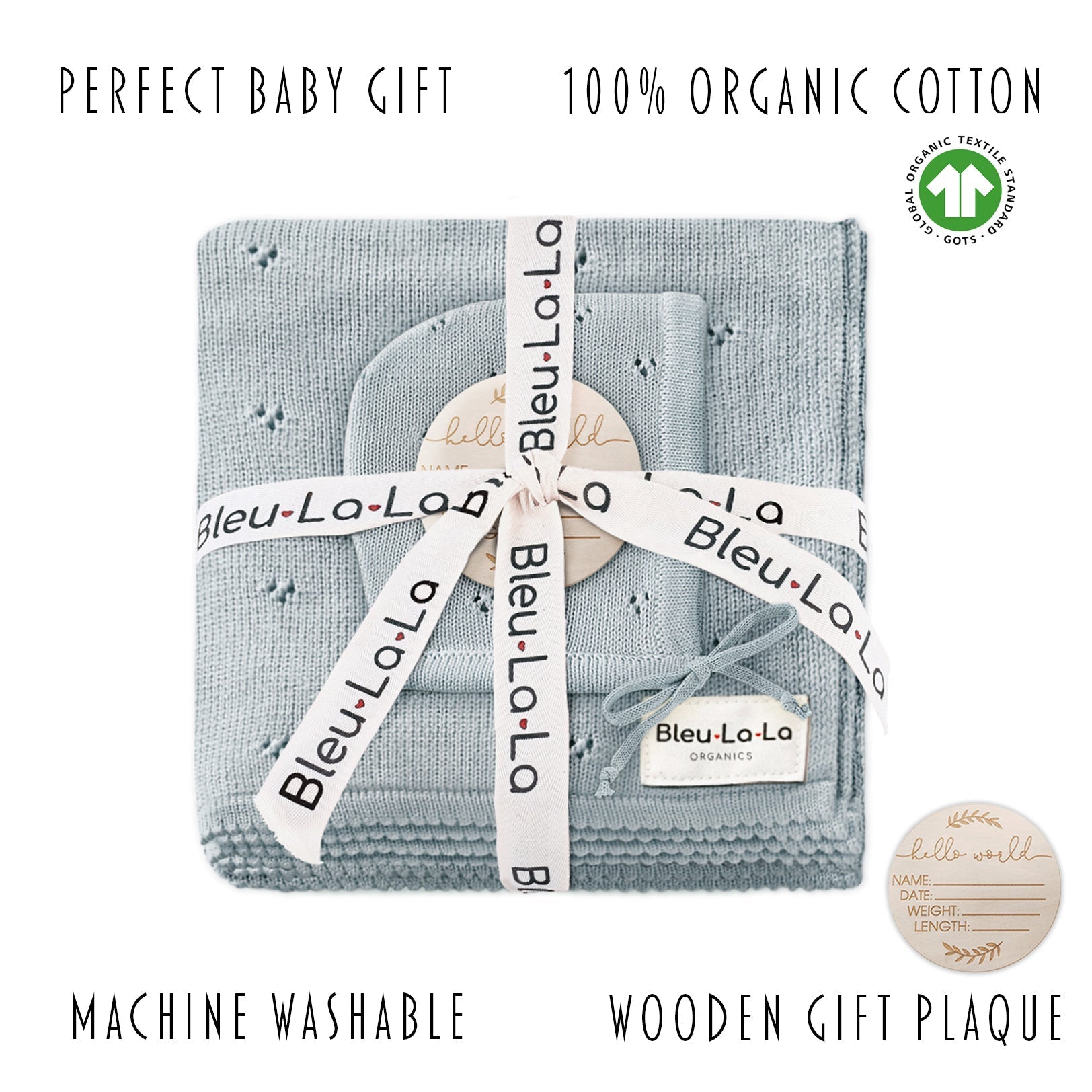 Organic Pointelle Swaddle Blanket + Hat Gift Set - Bright House