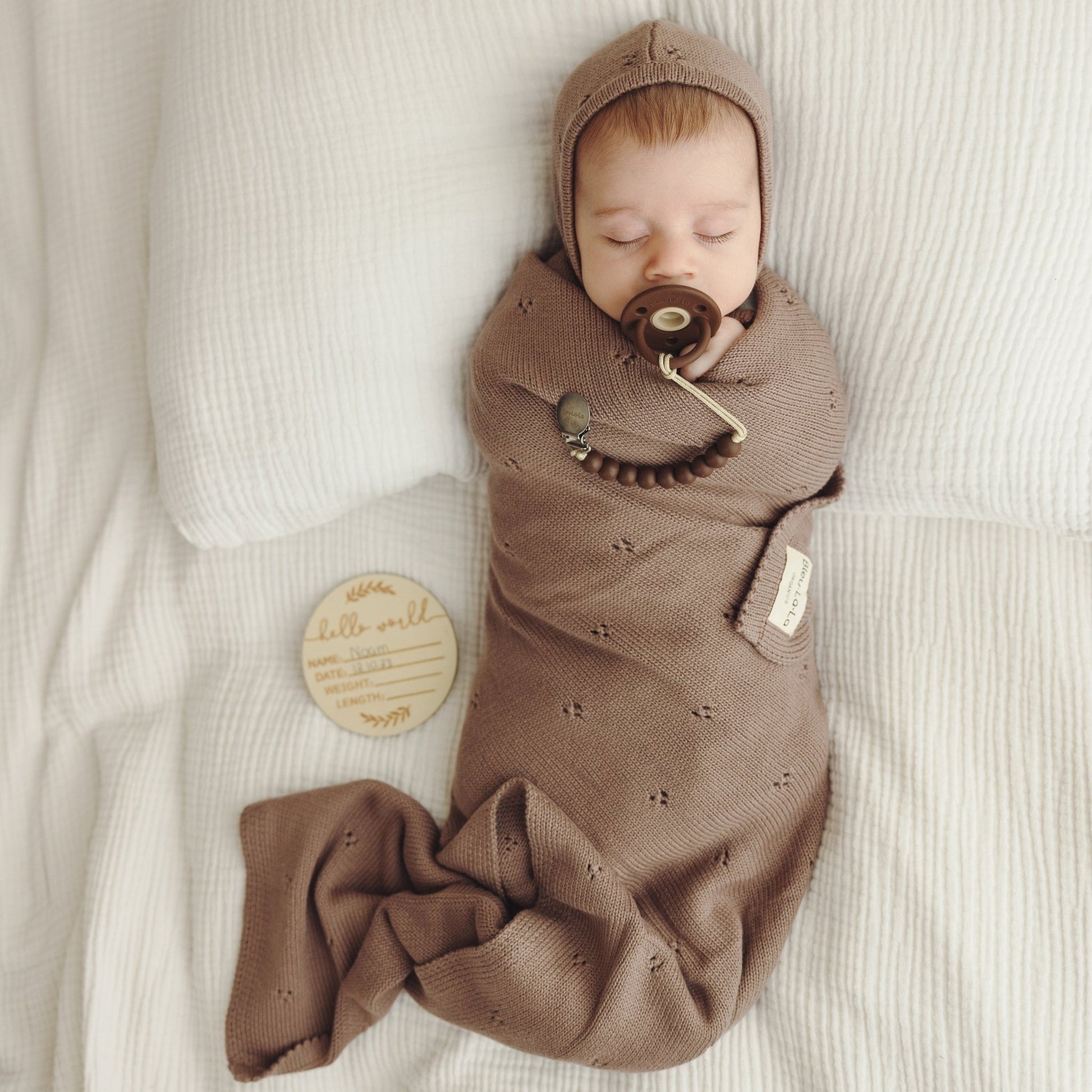 Organic Pointelle Swaddle Blanket + Hat Gift Set - Bright House