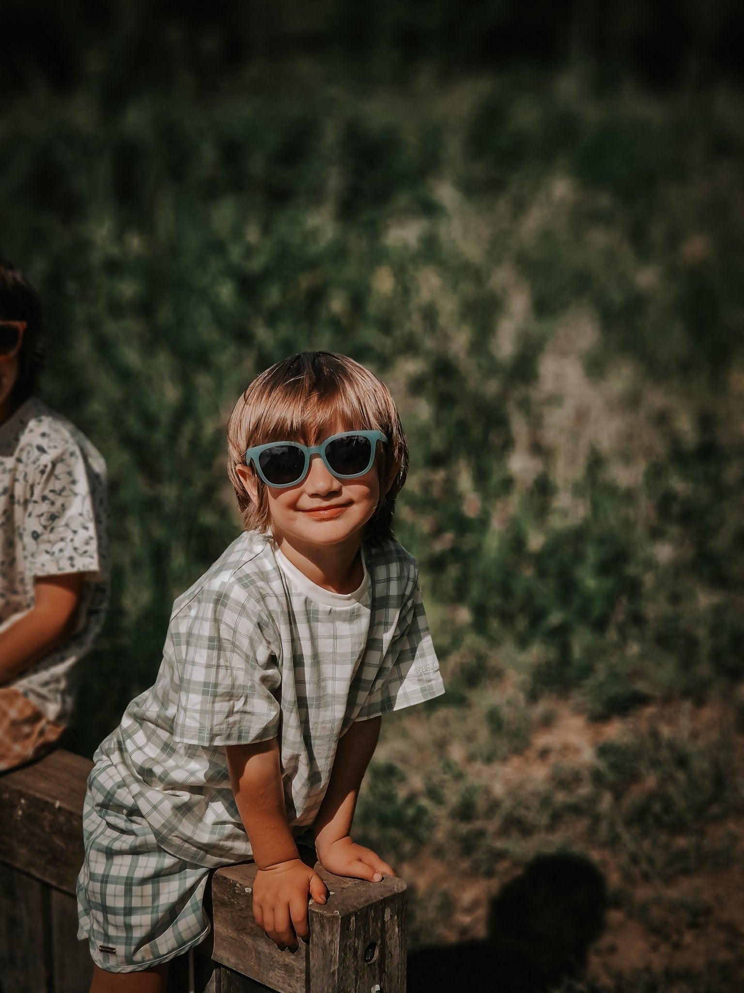 Oversized T-Shirt | Organic Cotton Jersey - Fern Plaid - Bright House